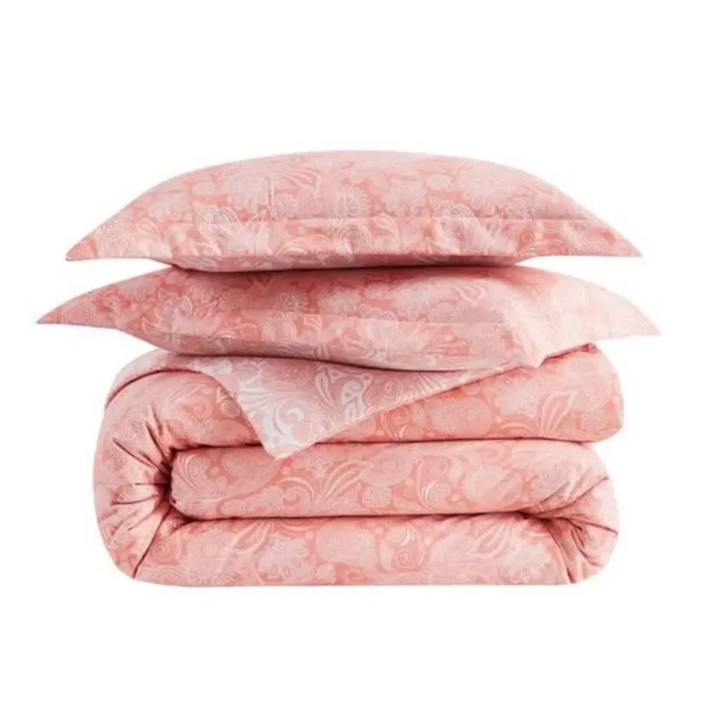 3 Pieces Coral Paisley Southshore Oversized Down Alternative Comforter NEW
